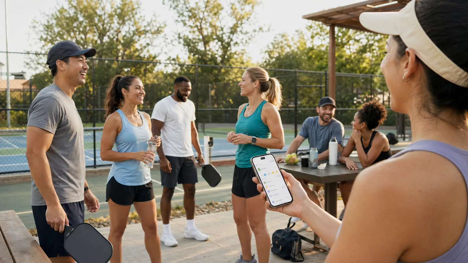 Organizers preparing a recurring group sports session