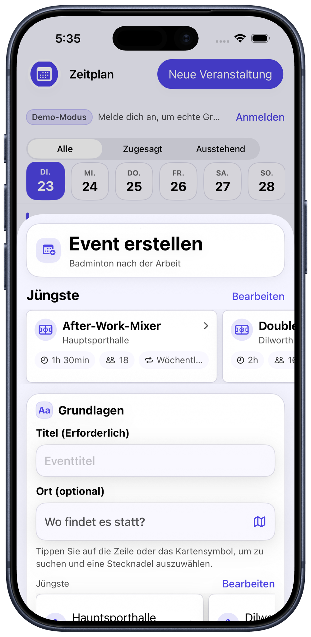 Plane dein nächstes Spiel