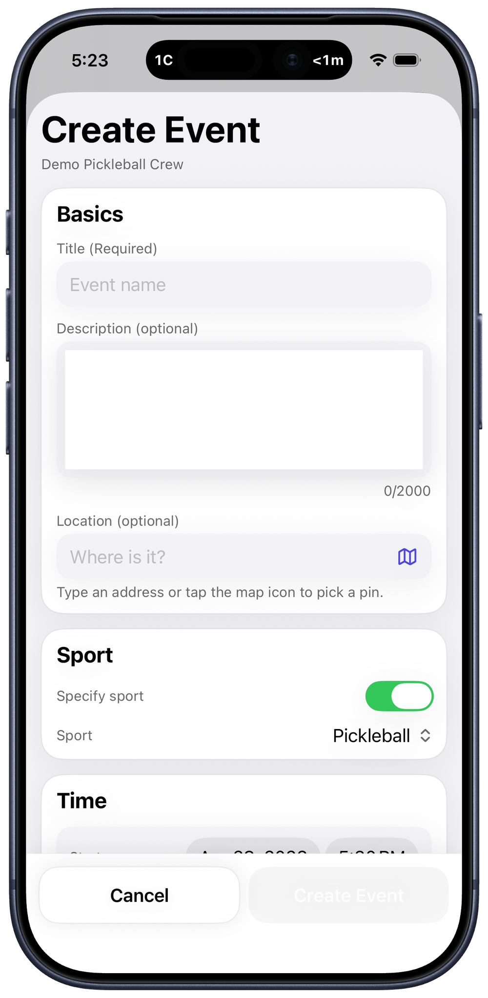 Create New Event