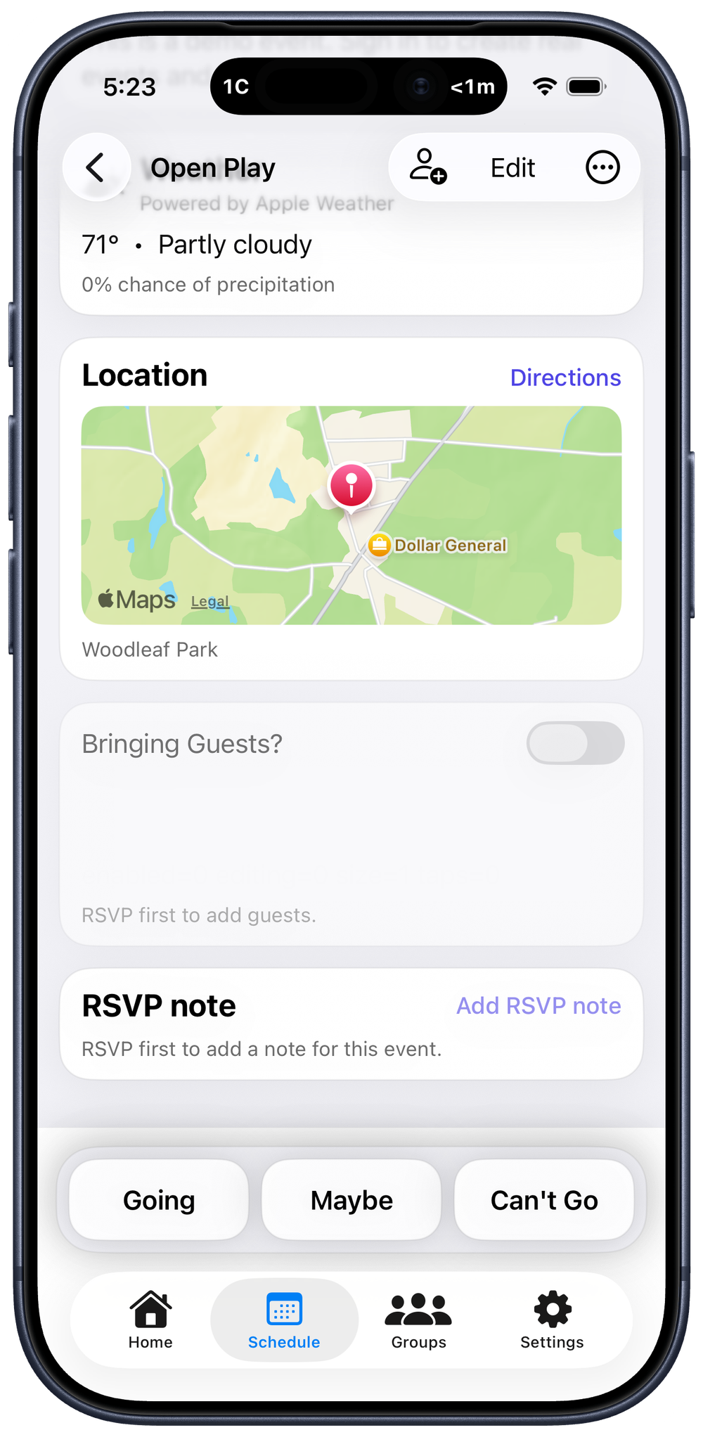 Event Detail Weather + Map