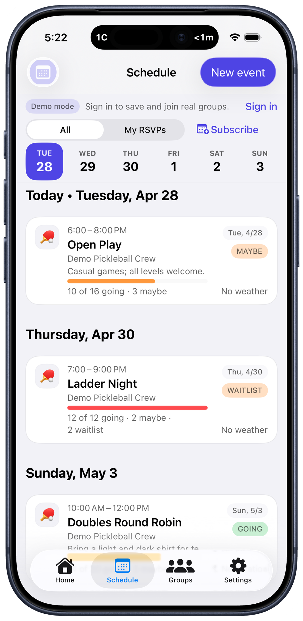 Upcoming Schedule