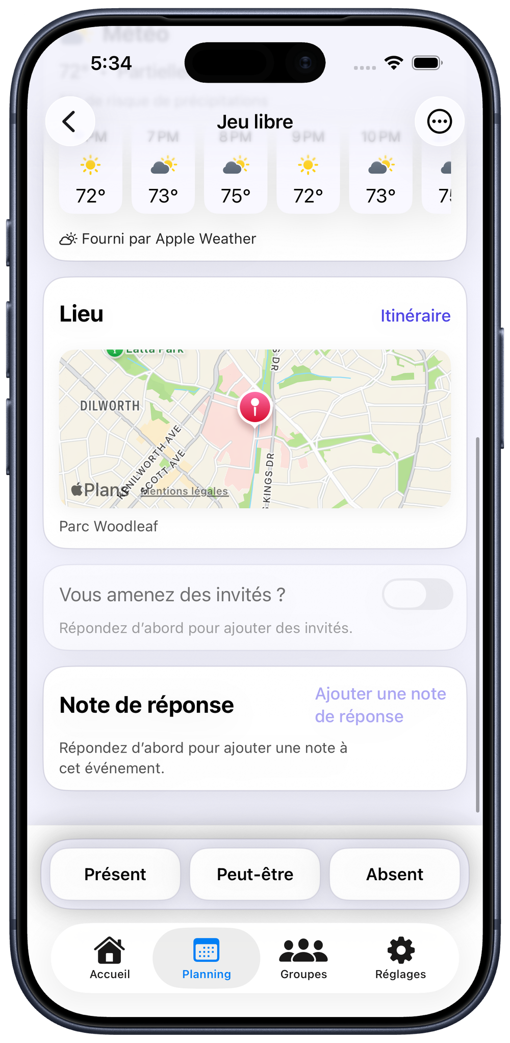 Trouvez les événements et anticipez la météo