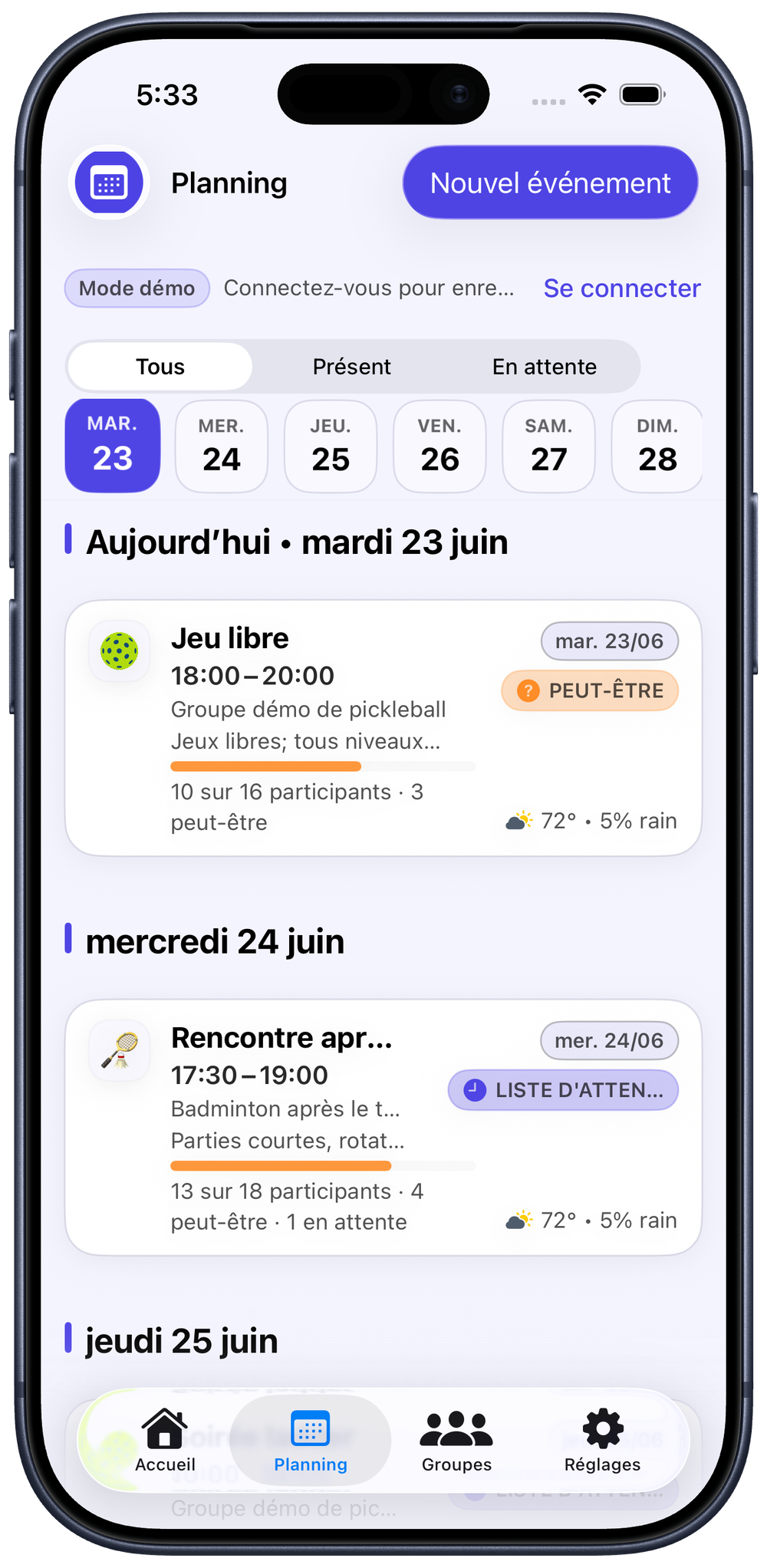 Gardez votre planning à jour